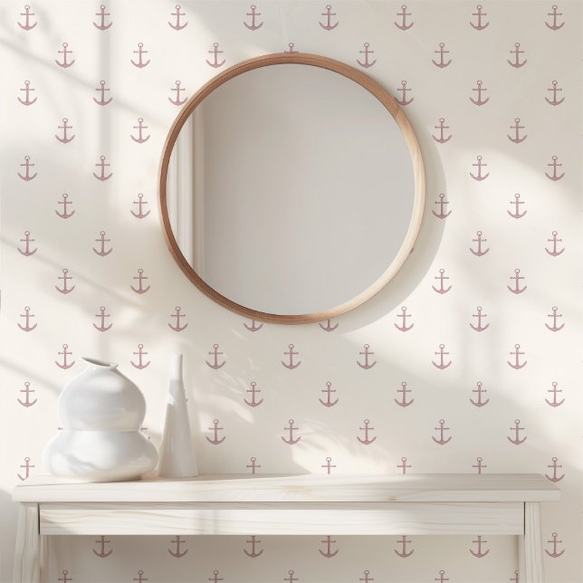 Simple Minimal Watercolor Anchors Nautical Pink Wallpaper (Creator Uploaded)