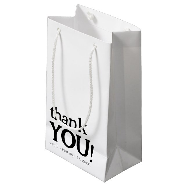 Simple Minimal Wedding Thank You  Small Gift Bag (Front Angled)