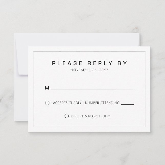 Simple Minimal Wedding Typography Thin Border RSVP (Front)