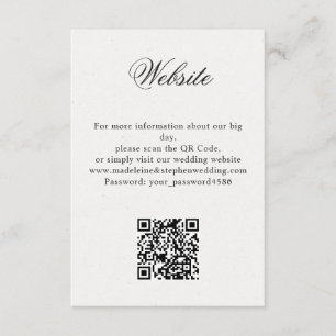 Simple minimal wedding website online RSVP QR Code Enclosure Card