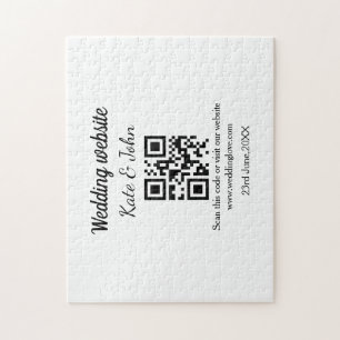 Simple minimal wedding website Q R code add name y Jigsaw Puzzle