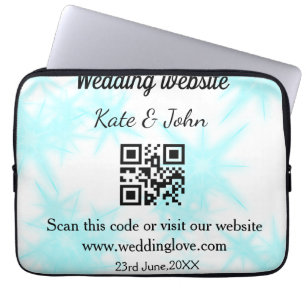 Simple minimal wedding website Q R code add name y Laptop Sleeve