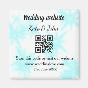 Simple minimal wedding website Q R code add name y Magnet