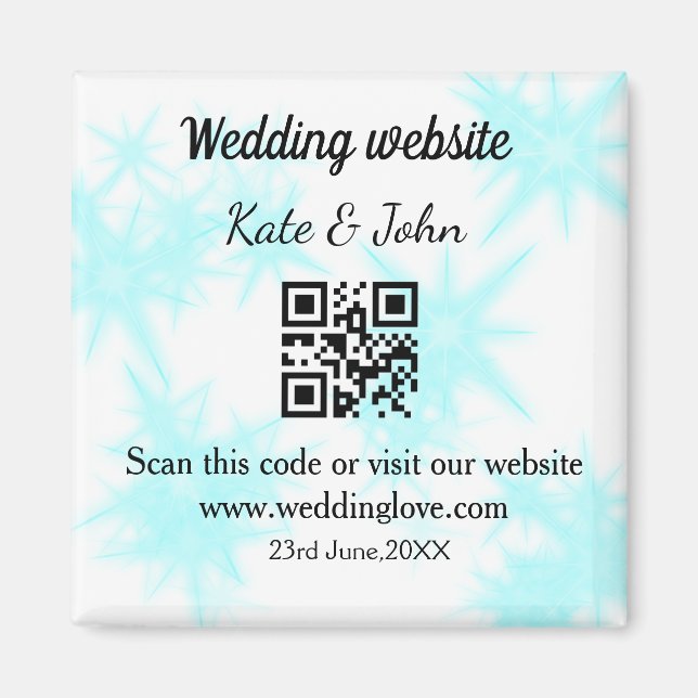 Simple minimal wedding website Q R code add name y Magnet (Front)