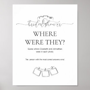 Simple Minimal Where Were They Bridal Shower Game Poster