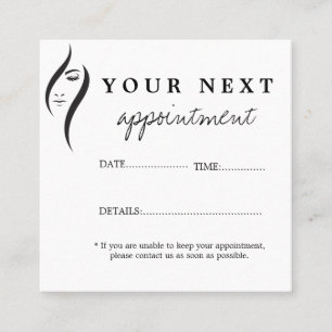Simple Minimal White And Black Beauty Salon Appoin Appointment Card