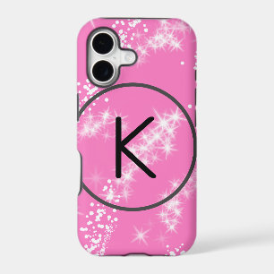 simple minimal white monogram pink glitter waterco