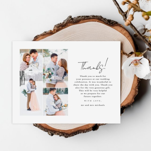 Simple Minimal White Wedding Photo Thank You Postcard (Creator Uploaded)