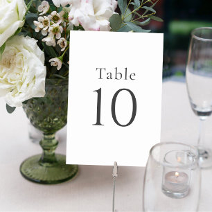 Simple Minimal White Wedding Table Numbers