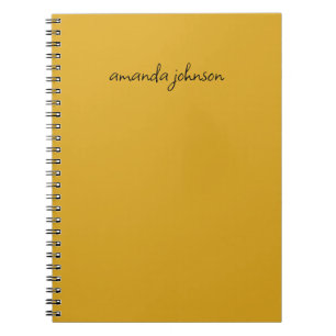 Simple Minimal Yellow Monogram Add Full Name Notebook