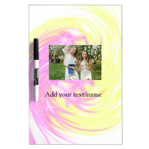 Simple minimal yellow pink sparkle add photo glitt dry erase board