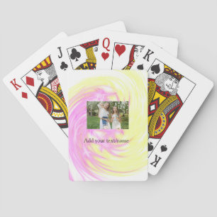 Simple minimal yellow pink sparkle add photo glitt playing cards