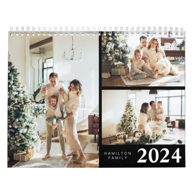Simple Minimalist 2024 Family Photo Personalized Calendar (Cover)