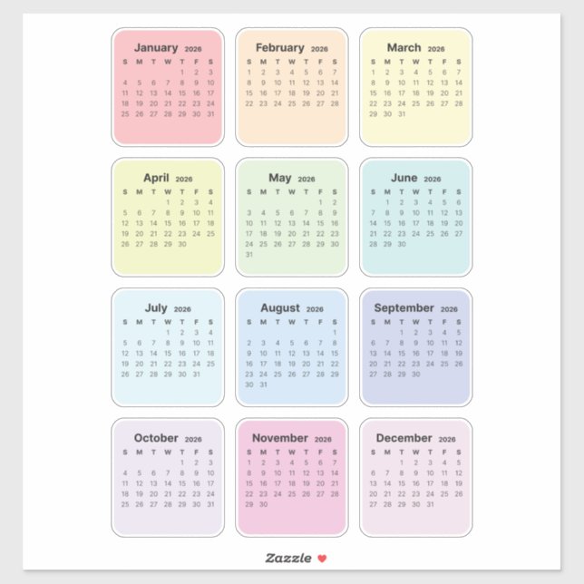 Simple Minimalist 2026 Calendar Monthly (Sheet)