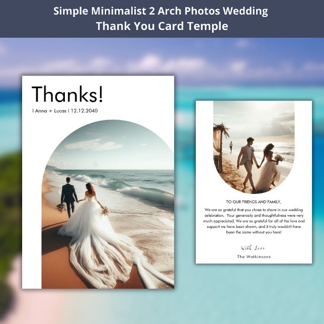 Simple Minimalist 2 Arch Photos Thank You Card (Creator Uploaded)