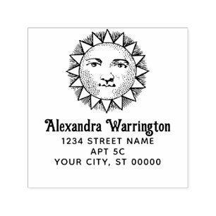 Simple Minimalist #35 Sun Face Name Return Address Self-inking Stamp