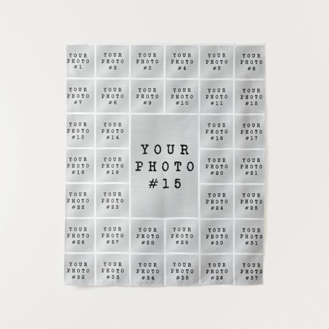 Simple Minimalist 37 Photo Collage Backdrop Tapestry (Front)