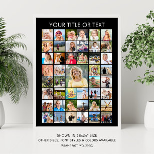 Simple Minimalist 45 Photo Collage Personalized Poster
