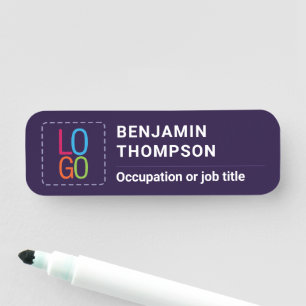 Simple Minimalist Add Logo & Name Business Purple Tag