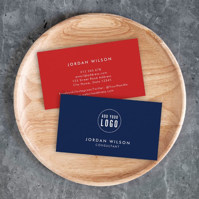 Simple Minimalist Add Your Logo Editable Colour Business Card (Creator Uploaded)