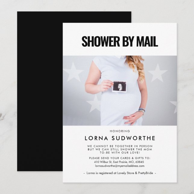Simple minimalist Baby Shower by mail photo Invitation (Front/Back)