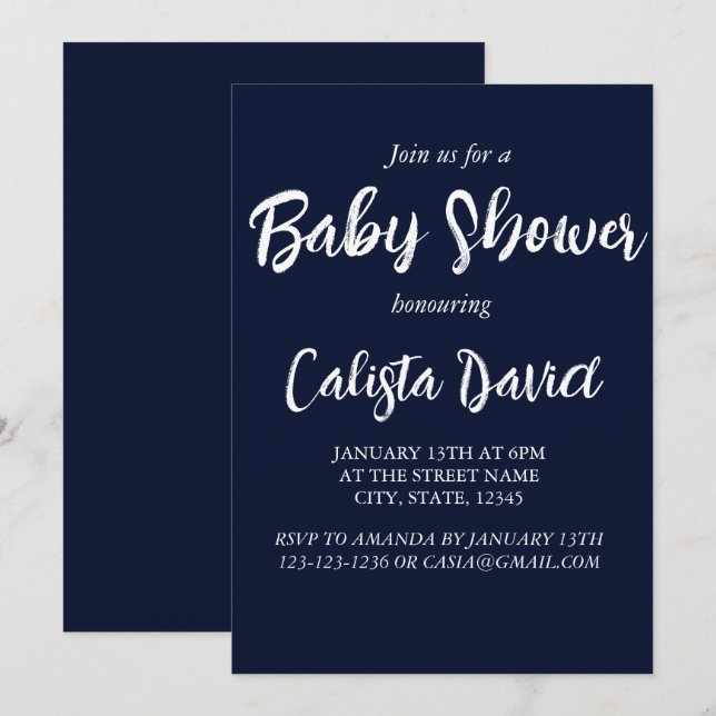 Simple minimalist baby shower sprinkle inviation i invitation (Front/Back)