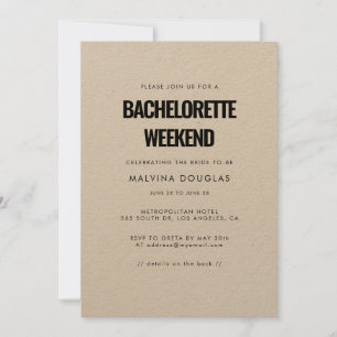 Simple minimalist Bachelorette Weekend Invitation