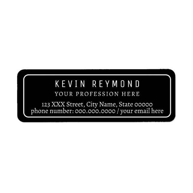 Simple Minimalist Basic Black Professional Address (Front)
