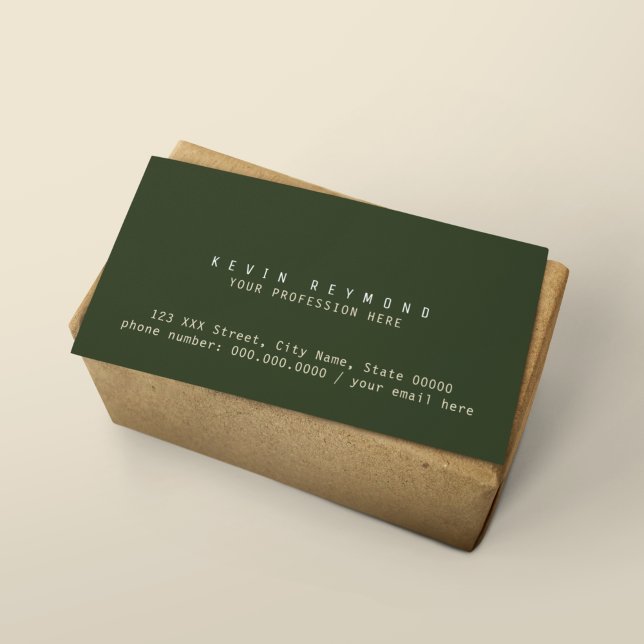 Simple Minimalist Basic Elegant Green Professional Business Card (Creator Uploaded)