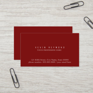 Simple Minimalist Basic Professional Red Business Card