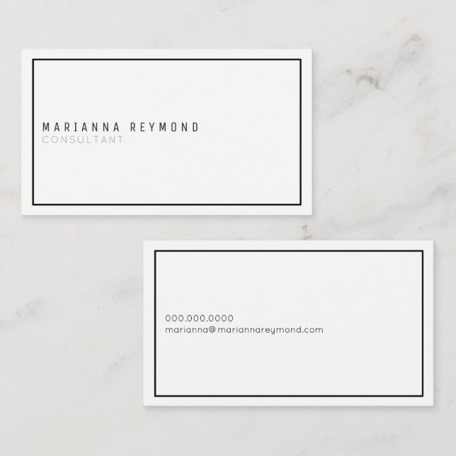 simple minimalist basic white consultant elegant business card (Front/Back)