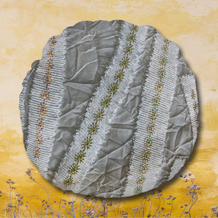 Simple minimalist beige cream wildflowers stripes  round pillow