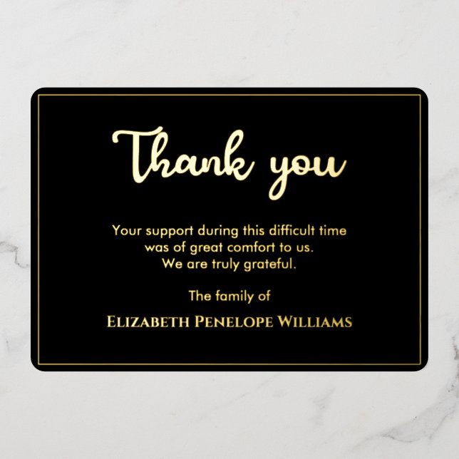 Simple Minimalist Black And Gold Memorial Funeral (Front)