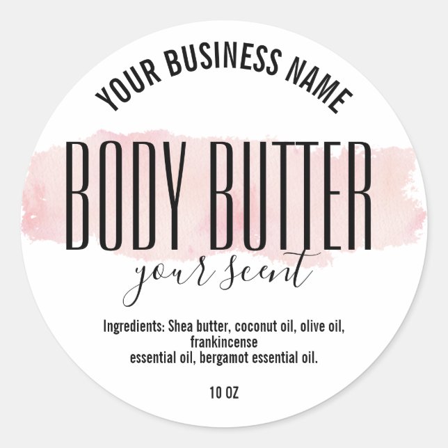 SIMPLE MINIMALIST black and white BODY BUTTER Classic Round Sticker (Front)