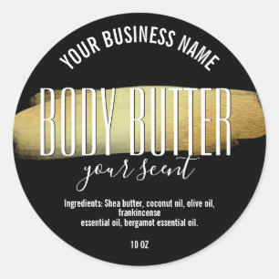 SIMPLE MINIMALIST black and white BODY BUTTER Classic Round Sticker