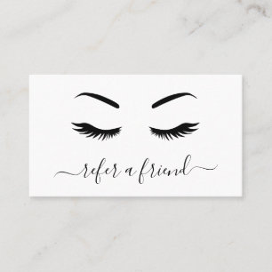 Simple Minimalist Black and White Elegant Lashes Referral Card