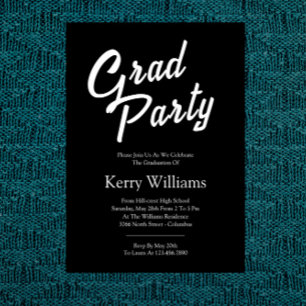 Simple Minimalist Black and White Grad Invitation