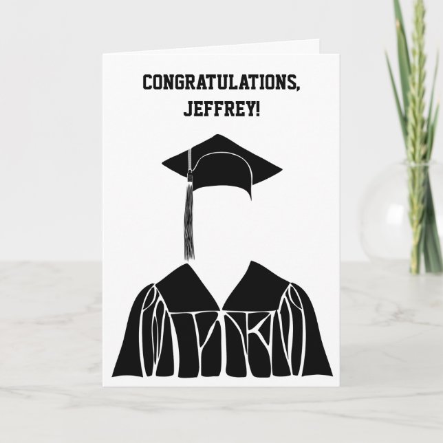 Simple Minimalist Black and White Graduation Card (Front)