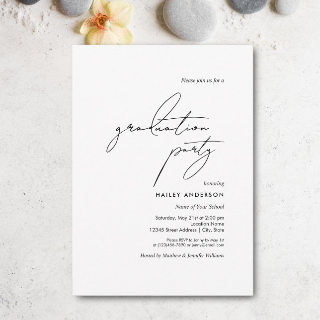 Simple Minimalist Black and White Graduation Party Invitation (Creator Uploaded)