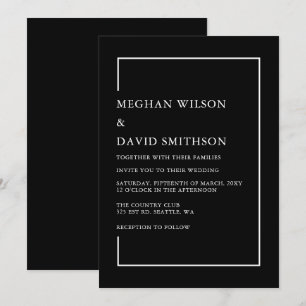 Simple Minimalist Black and White Modern Wedding Invitation