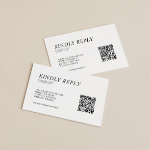 Simple Minimalist Black and White QR Code Wedding Enclosure Card