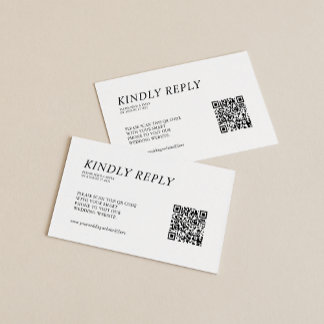Simple Minimalist Black and White QR Code Wedding Enclosure Card