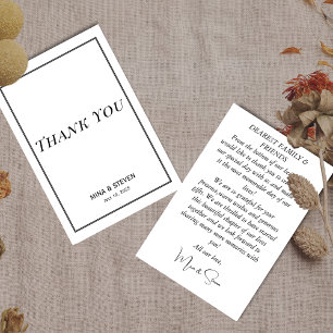 Simple Minimalist  Black and White Thank You Card