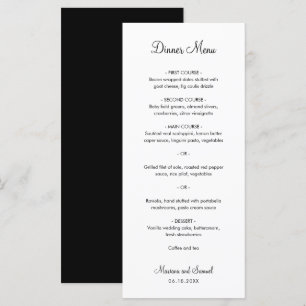 Simple Minimalist Black and White Wedding Menu