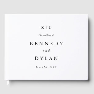 Simple Minimalist Black and White Wedding Monogram Guest Book