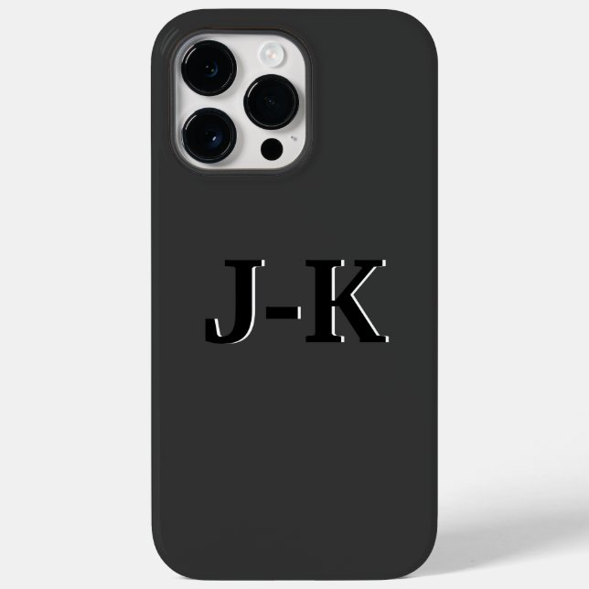 Simple Minimalist Black Custom Monogram Case-Mate iPhone Case (Back)