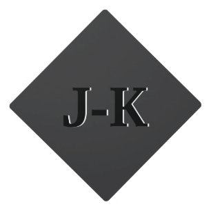 Simple Minimalist Black Custom Monogram Graduation Cap Topper