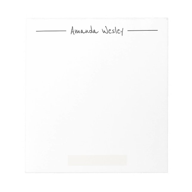 Simple Minimalist Black Monogram Full Name Notepad (Front)
