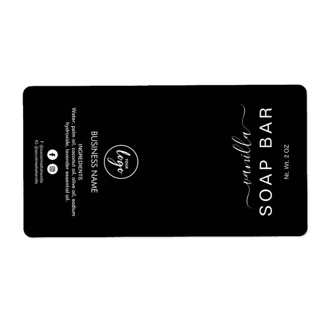 Simple Minimalist Black Soap Bar Labels (Front)