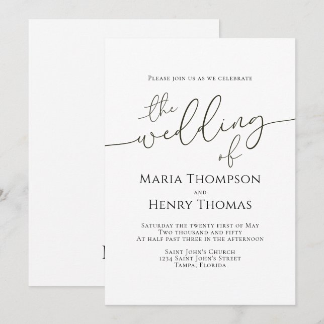 Simple Minimalist Black Text Calligraphy Template (Front/Back)